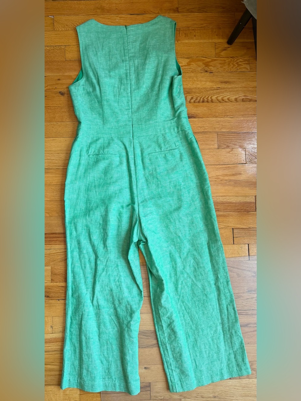 Boden Sleeveless Green Wide-Leg linen Jumpsuit with Side Buttons and pockets - Picture 2 of 2